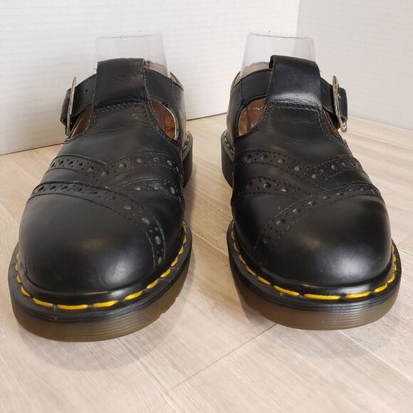 Doc Martens 8065 Mary Jane Black Leather Shoes Women’s Size 6 Vtg 90s Double - Picture 6 of 10